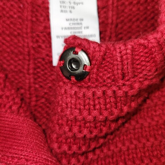 Tahari Girls 5/6 Red Heavy Cable Chuncky Knit Long Sleeve Sweater 2314 - Picture 5 of 6